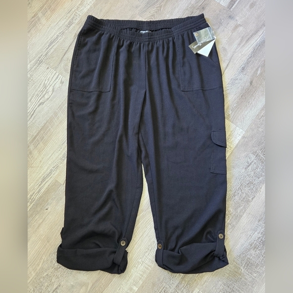 Maggie Barnes Convertible Pants Capris Women's Size 1X Dark Black Lightweight - Picture 1 of 12